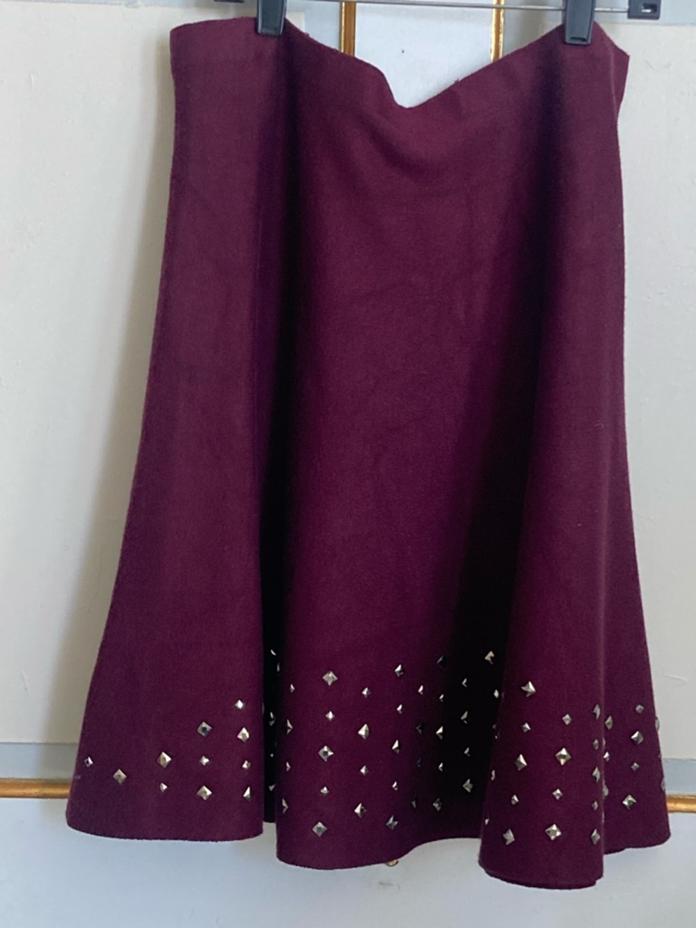 Women's Burgundy Studded Circle Skirt
